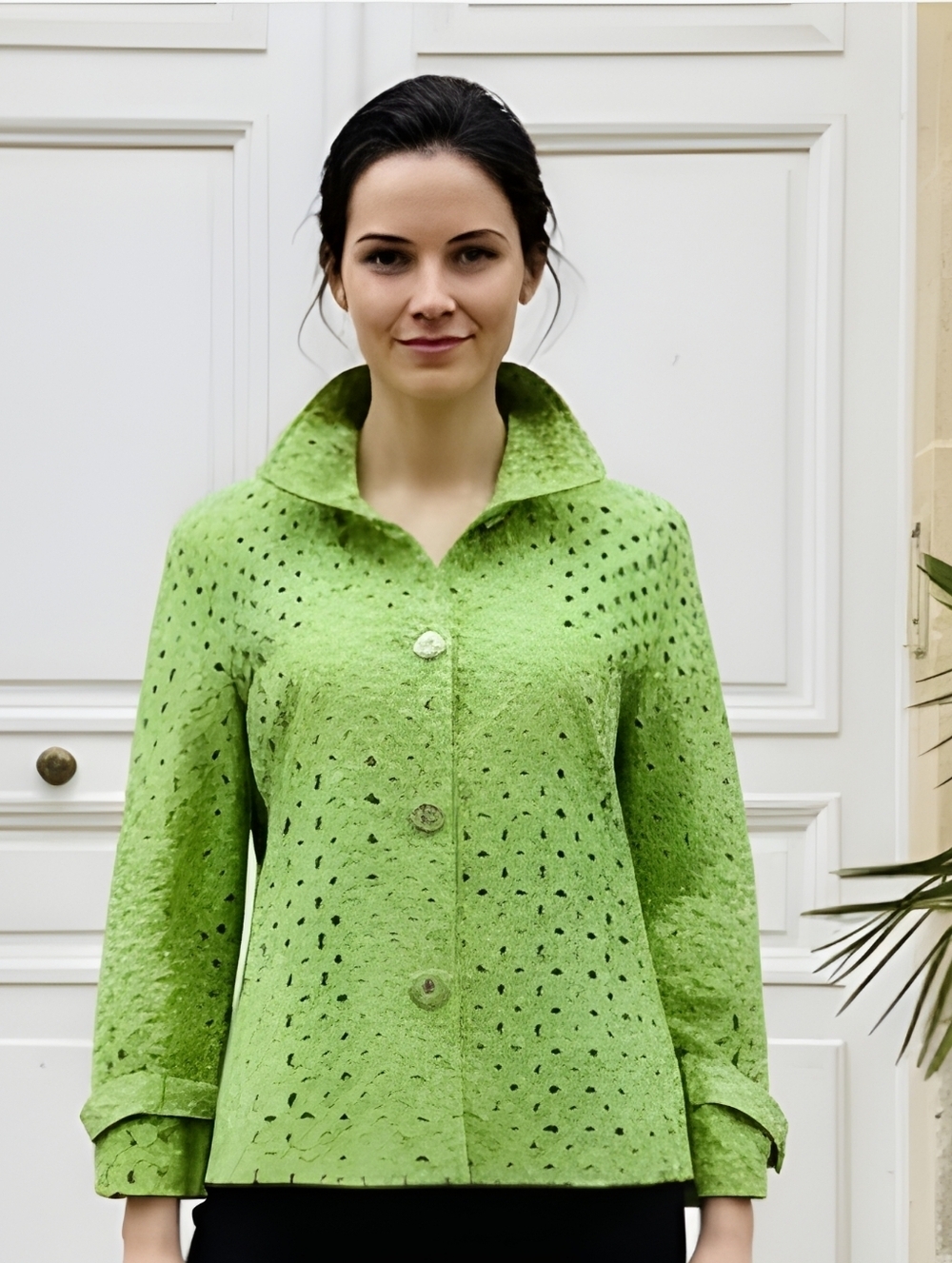 Charter Club  LIME-GREEN COTTON JACKET W/ CUT-OUTS Size P/M